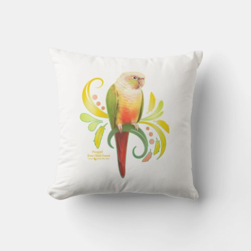 Pineapple Green Cheek Conure Throw Pillow