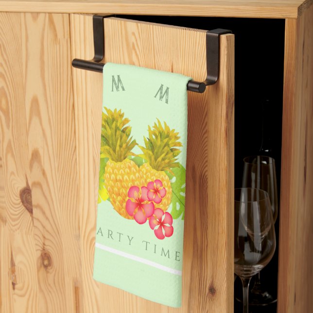 Pineapple Green Kitchen Towel (Thirds Fold)