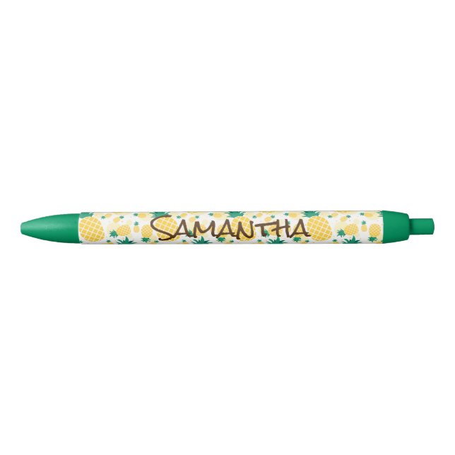 Pineapple Green Trim Pen, Black Ink Pen (Front)