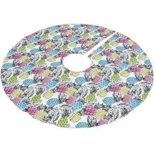 Pineapple Grunge Palms Brushed Polyester Tree Skirt