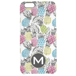 Pineapple Grunge Palms Monogram Clear iPhone 6 Plus Case