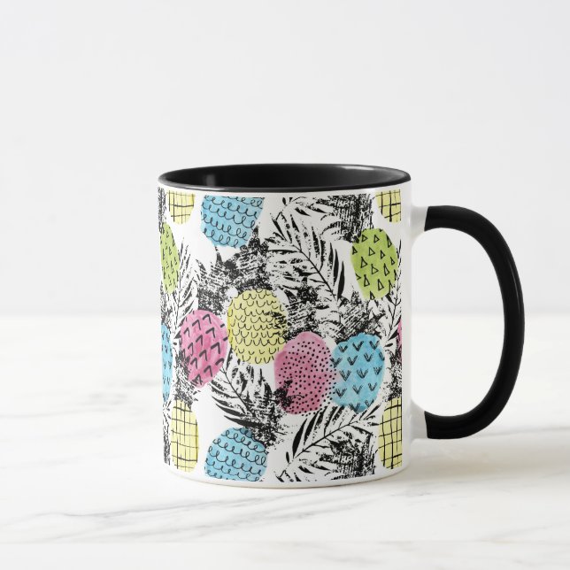 Pineapple Grunge Palms Mug (Right)