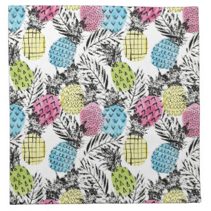 Pineapple Grunge Palms Napkin