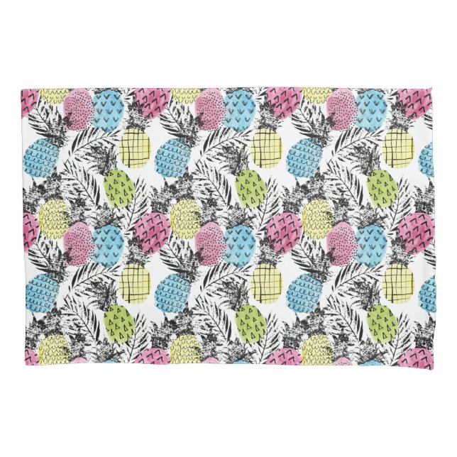 Pineapple Grunge Palms Pillow Case (Front-Left)