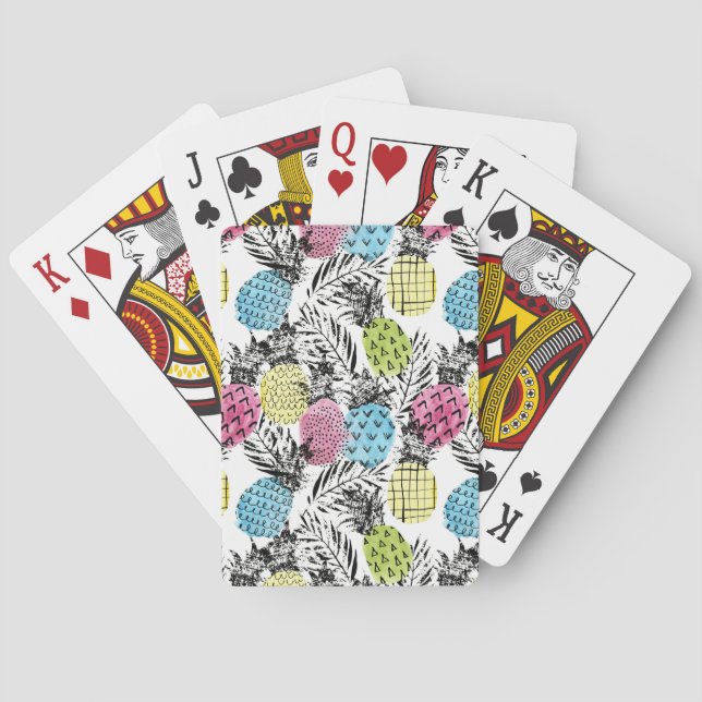 Pineapple Grunge Palms Poker Cards (Back)