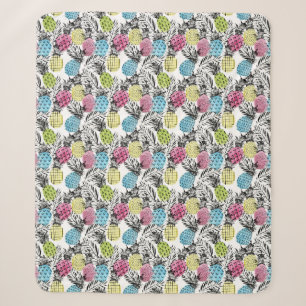 Pineapple Grunge Palms Sherpa Blanket