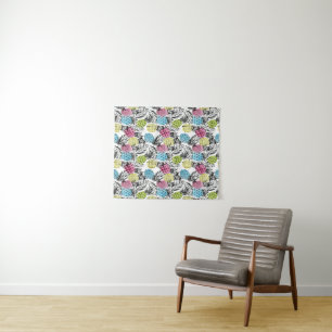 Pineapple Grunge Palms Tapestry