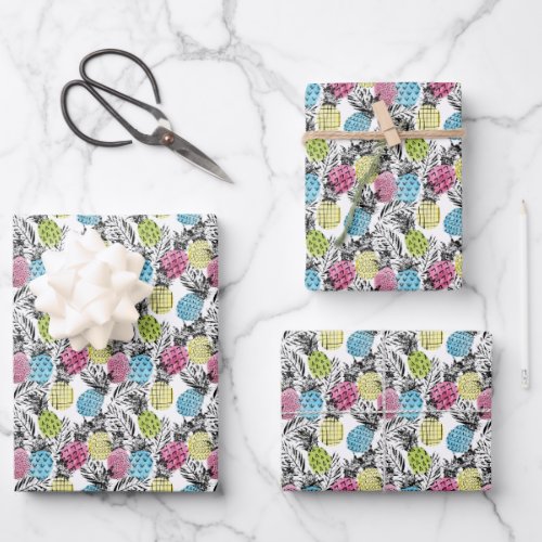 Pineapple Grunge Palms Wrapping Paper Sheets