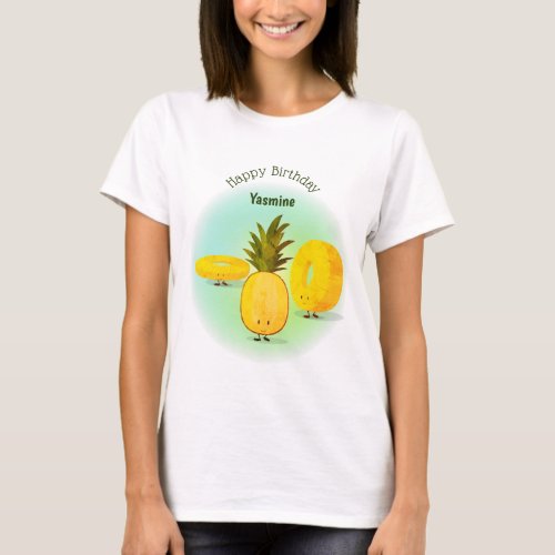 Pineapple Happy Birthday Womens T_Shirt