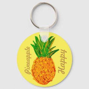 Pineapple happy keychain