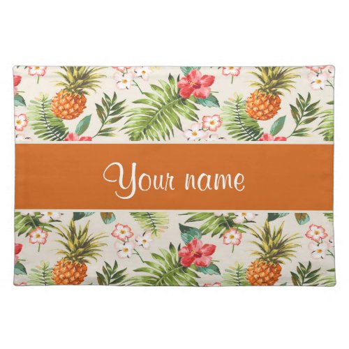 Pineapple Hibiscus and Palm Fronds Placemat