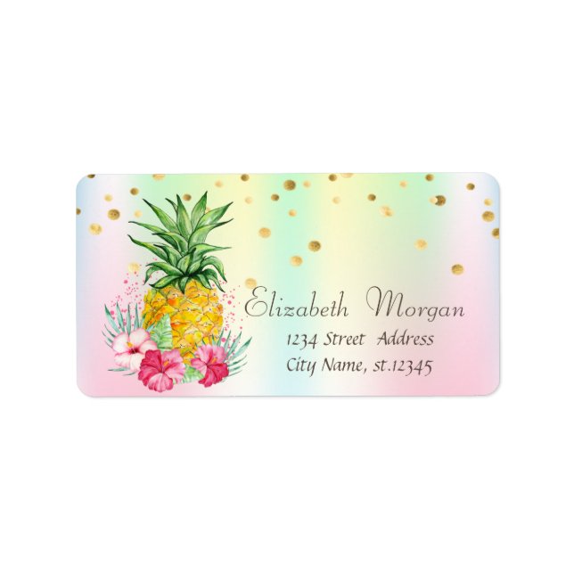 Pineapple Hibiscus Confetti Holographic  Label (Front)