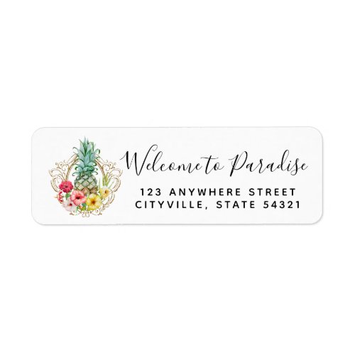 Pineapple  Hibiscus Flowers Tropic Return Address Label