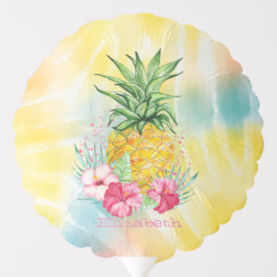 Pineapple,Hibiscus Watercolor Rainbow Tie Dye  Balloon