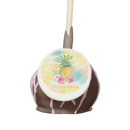  PineappleHibiscus Watercolor Rainbow Tie Dye  Cake Pops