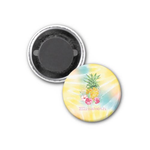  PineappleHibiscus Watercolor Rainbow Tie Dye Magnet
