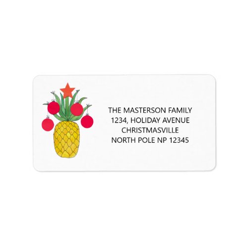 Pineapple Holiday Party Christmas Label