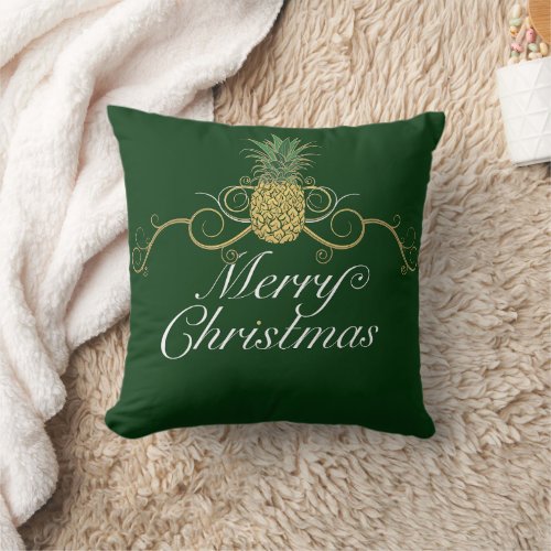 Pineapple Hospitality Christmas  Evergreen  Throw Pillow