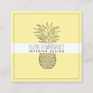 Pineapple Illustration Interior Designer Square Bu Business Card