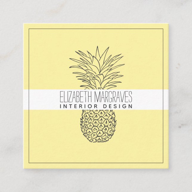 Pineapple Illustration Interior Designer Square Bu Business Card (Front)