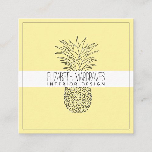 Pineapple Illustration Interior Designer Square Bu Square Business Card