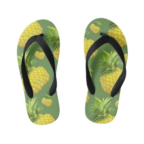 Pineapple Illustration Kids Flip Flops