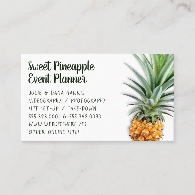 Pineapple Image Wide Service Hospitality Business Card Zazzle