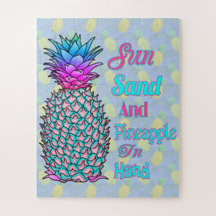 Pineapple In Hand Beach Jigsaw Puzzle