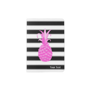 Pineapple in Hot Pink w/ Black Stripes Passport Holder