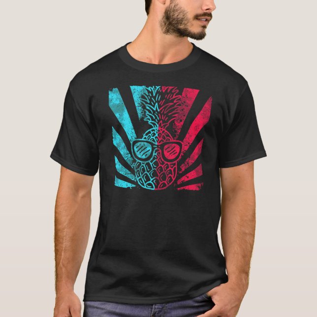 Pineapple in techno colour festival synthesizer wh T-Shirt (Front)