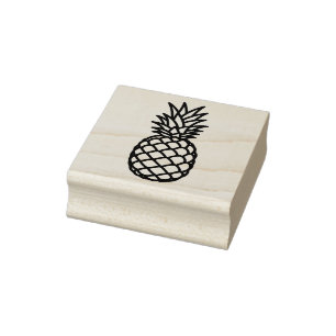 Pineapple in Thick Black Lines Silhouette Rubber Stamp