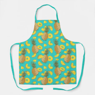 Pineapple In Turquoise Color Apron