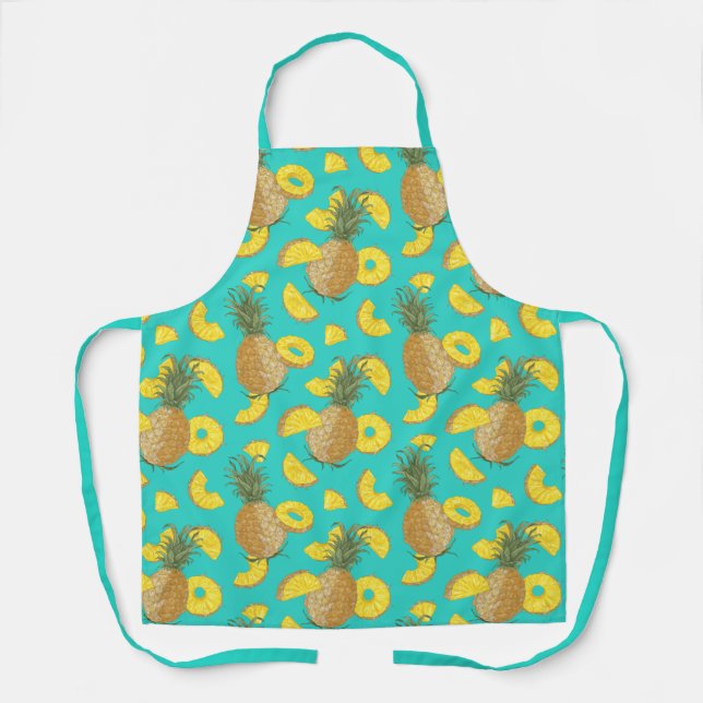 Pineapple In Turquoise Color Apron (Front)