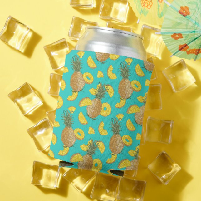 Pineapple In Turquoise Color Can Cooler (In Situ Summer)