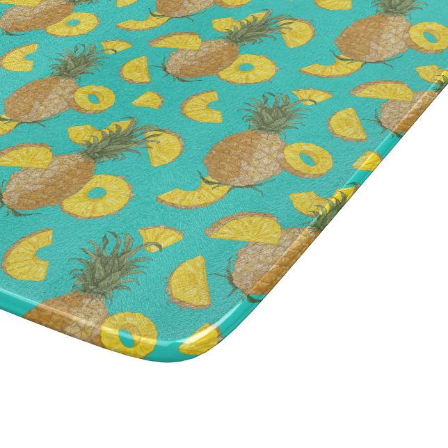 Pineapple In Turquoise Color Cutting Board (Corner)