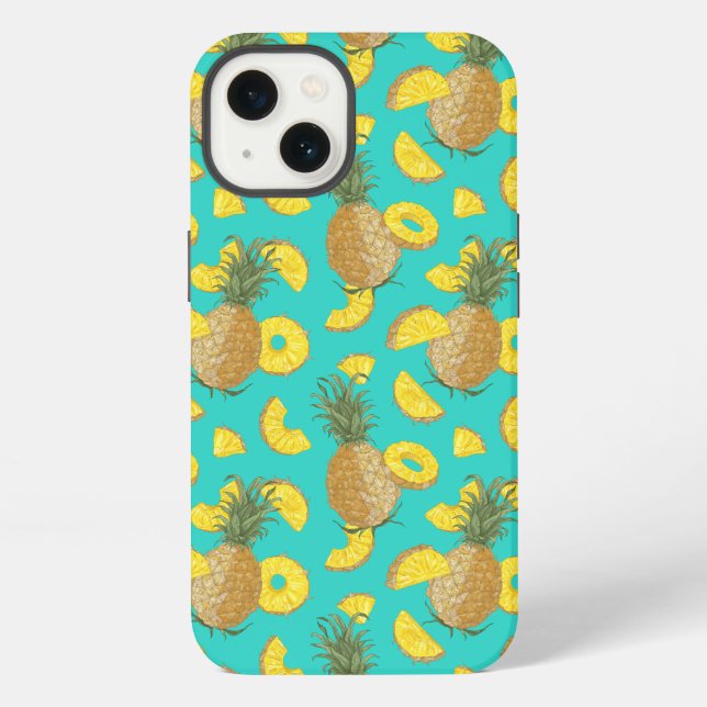 Pineapple In Turquoise Color Iphone Case (Back)