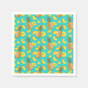 Pineapple In Turquoise Color Napkins