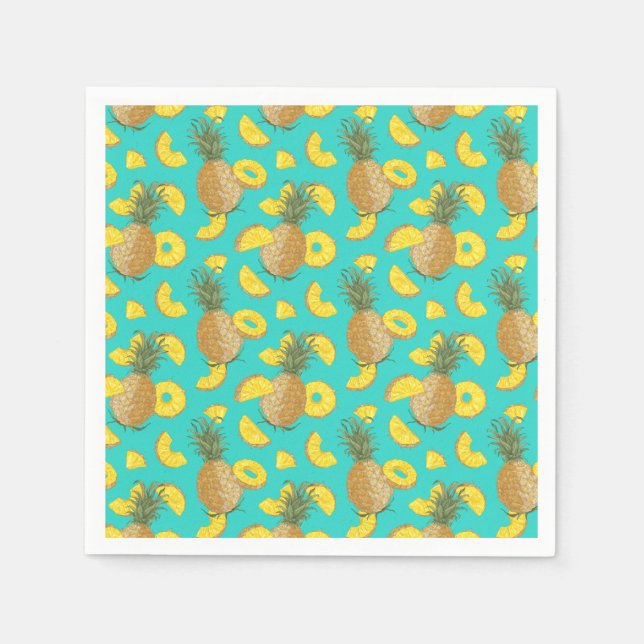 Pineapple In Turquoise Color Napkins (Front)