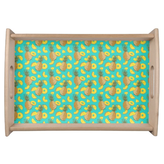 Pineapple In Turquoise Color Serving Tray (Front)