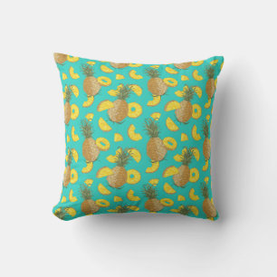 Pineapple In Turquoise Color Throw Pillow