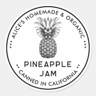 Pineapple jam black and white canning label