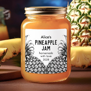 Pineapple jam black and white canning label
