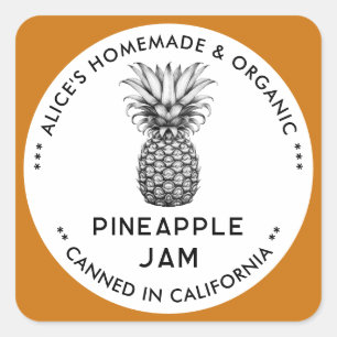 Pineapple jam black and white canning label
