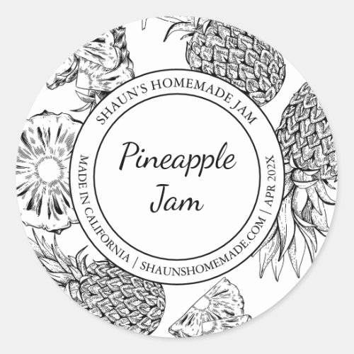 Pineapple Jam Sketch Modern label