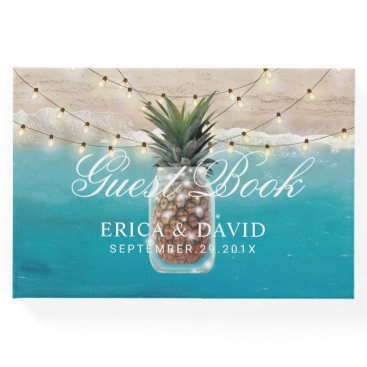Pineapple Jar String Lights Tropical Beach Wedding Guest Book Pineapple Jar String Lights Tropical Beach Wedding Guest Book