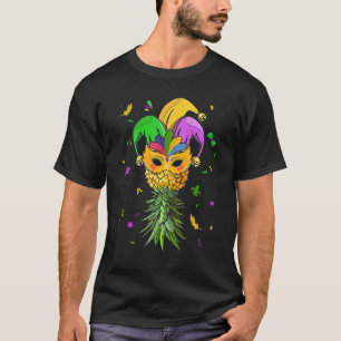 Pineapple Jester Mask Fruit Funny Mardi Gras Festi T-Shirt