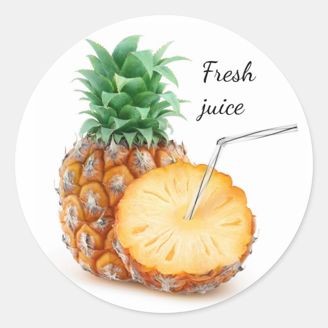 Pineapple juice classic round sticker (Front)