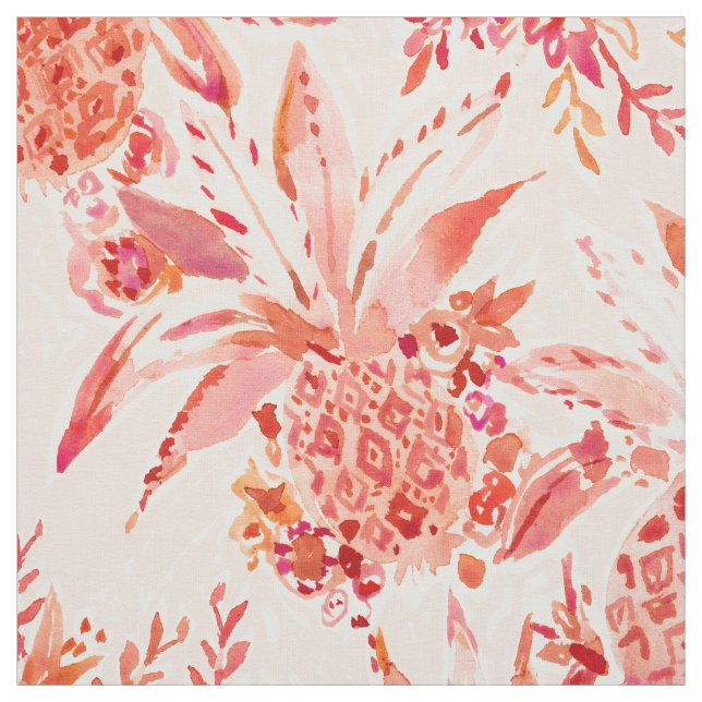 PINEAPPLE JUICE Peach Tropical Floral Fabric (Swatch)