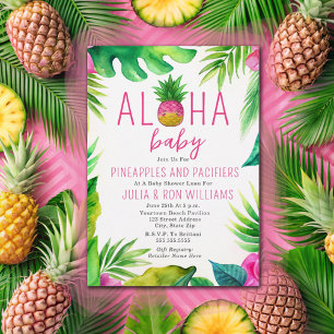 Pineapple Jungle Pacifiers Pink Girl Baby Shower Invitation