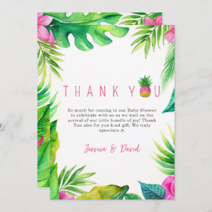 Pineapple Jungle Pacifiers Pink Girl Baby Shower Thank You Card